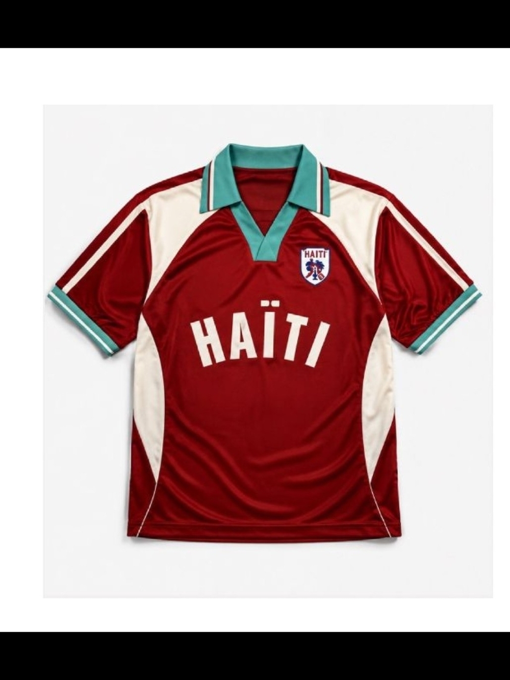 Stella Jean Red and Teal Haiti Soccer Jersey
